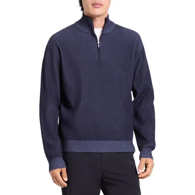 Theory Lightweight Bilen Performance Quarter Zip Sweater In Blue