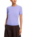 Theory Lightweight Wool Short Sleeve Top In Animal Print