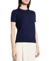 Theory Lightweight Wool Short Sleeve Top In Blue