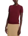 Theory Lightweight Wool Short Sleeve Top In Brown