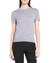 Theory Lightweight Wool Short Sleeve Top In Gray