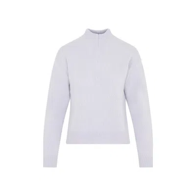 Theory Lilac Wool And Cashmere Half Zip Sweater In Purple