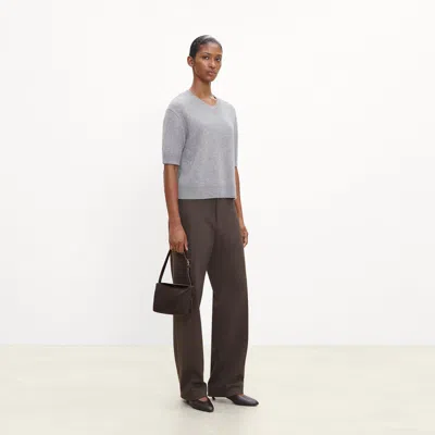Theory Line Mini Shoulder Bag In Calf Hair In Cacao