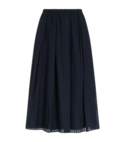 THEORY LINEAR COTTON STRIPE MIDI SKIRT
