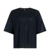 Theory Linear Cotton Stripe T-shirt In Blue