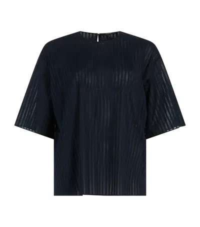 Theory Linear Cotton Stripe T-shirt In Blue