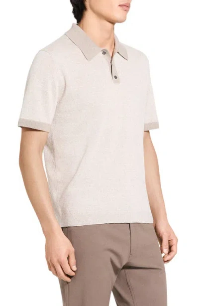 Theory Linen & Silk Polo In Neutral