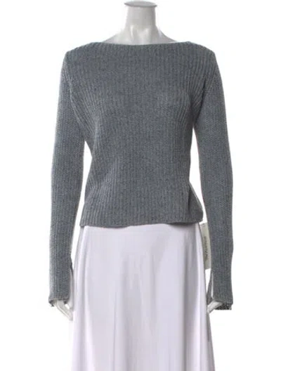 Pre-owned Theory Linen Bateau Neckline Sweater In Blue