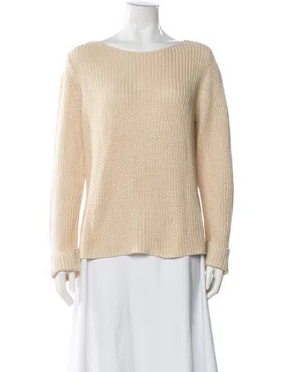 Pre-owned Theory Linen Bateau Neckline Sweater In Brown