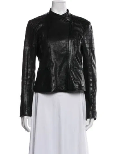 Pre-owned Theory Linen Biker Jacket In Black
