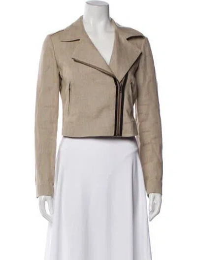 Pre-owned Theory Linen Biker Jacket In Neutral