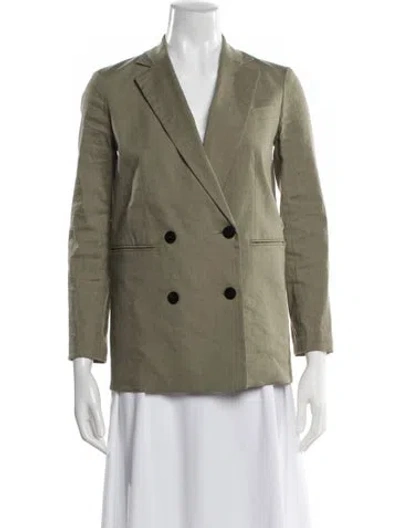Pre-owned Theory Linen Blazer In Green