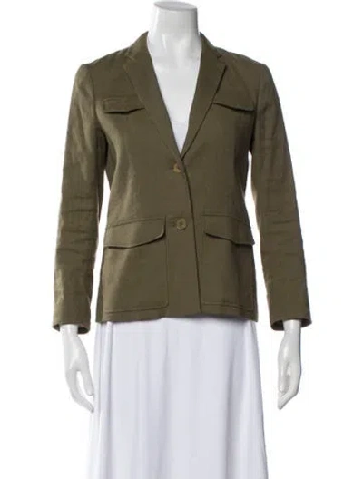 Pre-owned Theory Linen Blazer In Green