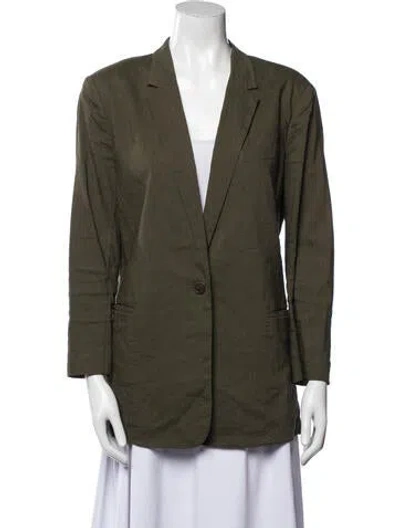 Pre-owned Theory Linen Blazer In Green