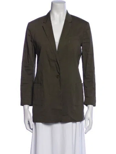 Pre-owned Theory Linen Blazer In Green