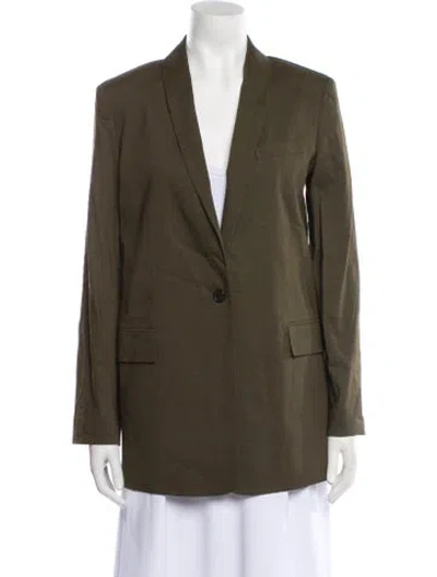 Pre-owned Theory Linen Blazer In Green