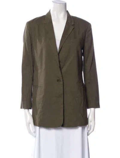 Pre-owned Theory Linen Blazer In Green