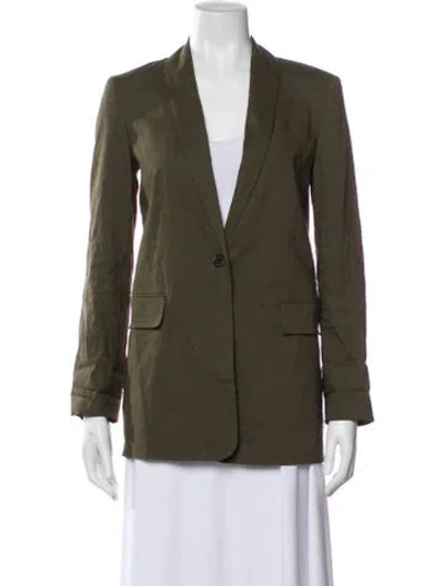 Pre-owned Theory Linen Blazer In Green