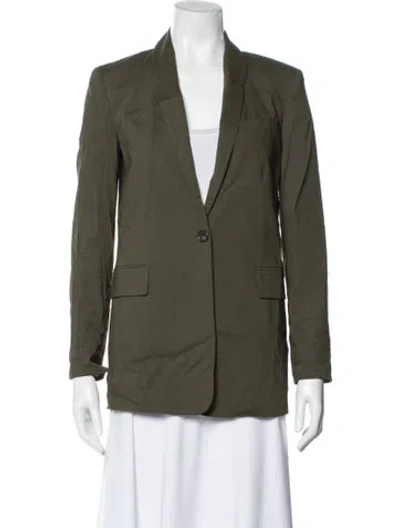 Pre-owned Theory Linen Blazer In Green