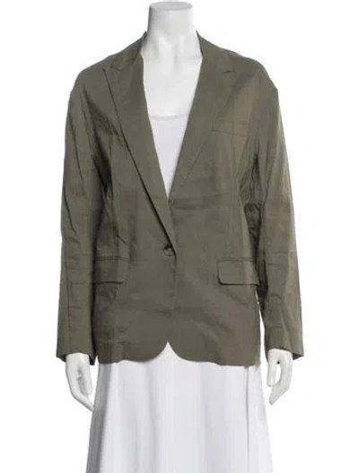 Pre-owned Theory Linen Blazer In Green