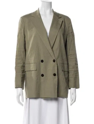 Pre-owned Theory Linen Blazer In Green