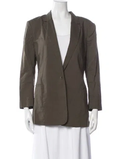 Pre-owned Theory Linen Blazer In Green