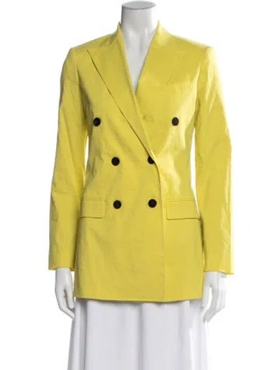 Pre-owned Theory Linen Blazer In Yellow