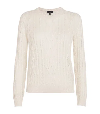 Theory Linen-blend Aran Sweater In Ivory