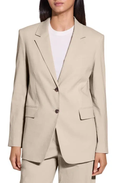 Theory Relaxed Blazer In Good Linen In Soft Taupe