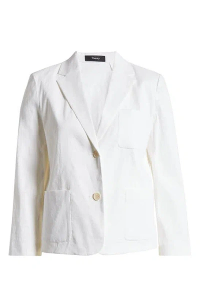 Theory Linen Blend Blazer In White