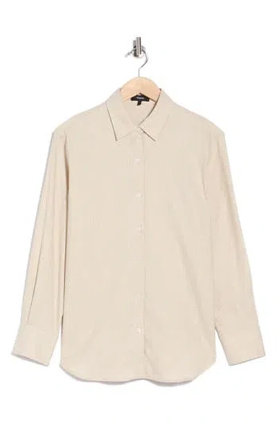 Theory Linen Blend Boyfriend Shirt In White