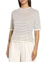 Theory Neo Sag Harbor Stripe Linen Blend Boyfriend T-shirt In Light Parchment Multi