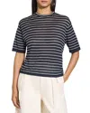 Theory Neo Sag Harbor Stripe Linen Blend Boyfriend T-shirt In Nocturnal Navy
