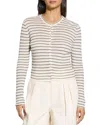 Theory Cropped Cardigan In Cable Knit Linen In Light Parchment Multi