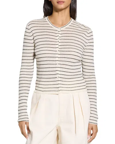 THEORY CROPPED CARDIGAN IN LINEN-BLEND