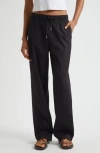 Theory Linen Blend Drawstring Pants In Black