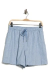 Theory Linen Blend Drawstring Shorts In Blue