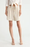 Theory Linen Blend Drawstring Shorts In Gray