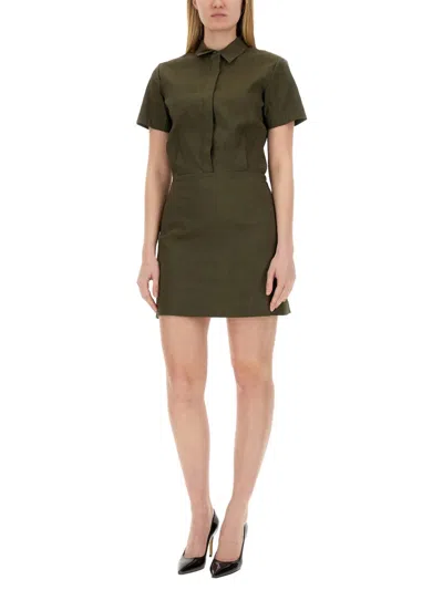 Theory Short-sleeve A-line Mini Shirtdress In Green