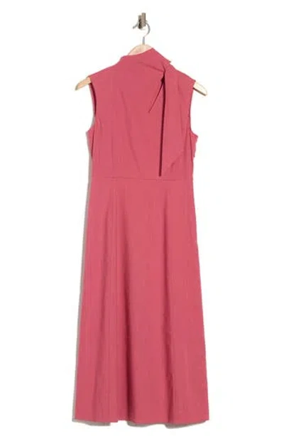 Theory Linen Blend Midi Dress In Pink
