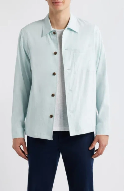 Theory Linen Blend Overshirt Jacket In Blue