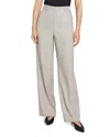 Theory Classic Straight Check Trousers In Cream Multi