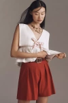 Theory Linen Blend Pleated Shorts