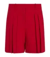 Theory Pleated Linen Blend Shorts In Red