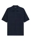 Theory Brenan Linen Blend Polo In Blue