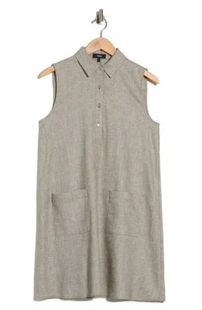 Theory Linen Blend Shirtdress In Brown