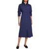 Theory Linen Blend Shirtdress In Nocturne Navy
