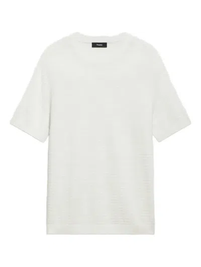 Theory Linen-blend T-shirt In White