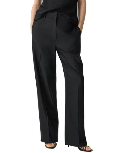 Theory Pleat Front Wide Leg Stretch Wool Pants In Black