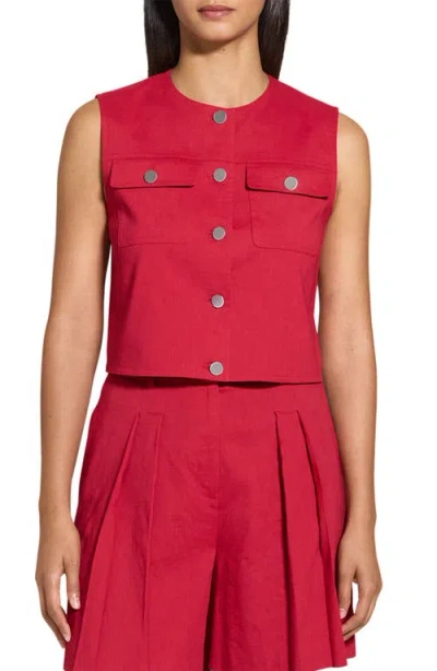 THEORY THEORY LINEN BLEND TRUCKER VEST